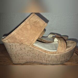 Marc Fisher Cork Wedge Slide, Tan/Neutral